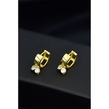 Papatya Silver 925 Ayar Gold Kaplama Zirkon Taşlı Sallantılı Halka Gümüş Küpe