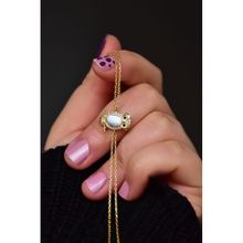 Papatya Silver 925 Ayar Gümüş Gold Kaplama Beyaz Opal Baykuş Bileklik