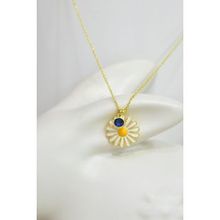 Papatya Silver 925 Ayar Gümüş Gold Kaplama Eylül Ayı Doğum Taşlı Mineli Papatya Kolye