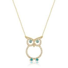 Papatya Silver 925 Ayar Gümüş Gold Kaplama Mineli Nazar Gözlü Baykuş Kolye