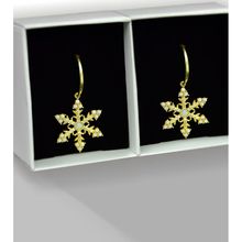 Papatya Silver 925 Ayar Gümüş Gold Kaplama Opal Taşlı Kar Tanesi Halka Küpe