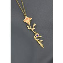 Papatya Silver 925 Ayar Gümüş Gold Kaplama Özel Tasarım Kalp Doğum Taşlı Mineli Eylül Ayı Çiçeği Isim Kolye