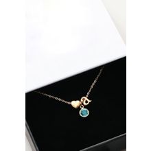 Papatya Silver 925 Ayar Gümüş Gold Mini Üç Boyutlu A Harfi Kalp Doğum Taşlı Kolye
