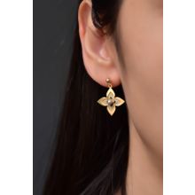 Papatya Silver 925 Ayar Gümüş Gold Rodyum Kaplama Lilyum Çiçeği Çivili Top Sallantılı Küpe