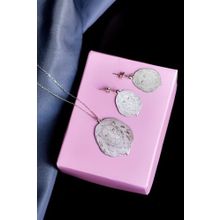 Papatya Silver 925 Ayar Gümüş Plaka Aslan Kolye ve Küpe Set