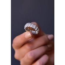 Papatya Silver 925 Ayar Gümüş Rodyum Kaplama Baget Taşlı Tamtur Yüzük