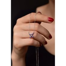 Papatya Silver 925 Ayar Gümüş Rodyum Kaplama Mor Zirkon Taşlı Plumeria Kadın Gümüş Kolye