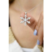 Papatya Silver 925 Ayar Gümüş Rodyum Kaplama Opal Kar Çiçeği Kolye
