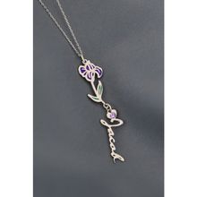 Papatya Silver 925 Ayar Gümüş Rodyum Kaplama Özel Tasarım Kalp Doğum Taşlı Mineli Şubat Ayı Çiçeği Isim Kolye