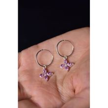 Papatya Silver 925 Ayar Gümüş Rodyum Kaplama Pembe Zirkon Taşlı Plumeria Halka Küpe
