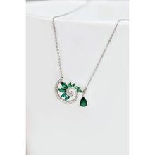 Papatya Silver 925 Ayar Gümüş Rodyum Kaplama Yeşim Taş Renkli Spiral Snail Tasarım Kolye