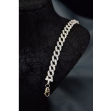 Papatya Silver 925 Ayar Gümüş Rodyum Kaplama Zirkon Taşlı Gurmet Zincir Bileklik