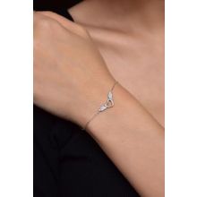 Papatya Silver 925 Ayar Gümüş Rodyum Kaplama Zirkon Taşlı Kalp Kanat Bileklik