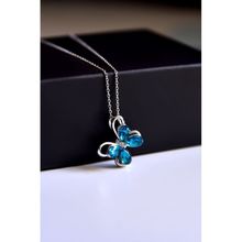 Papatya Silver 925 Ayar Gümüş Rodyum Kaplama Zirkon Taşlı Mavi Morpho Kelebeği Kolye