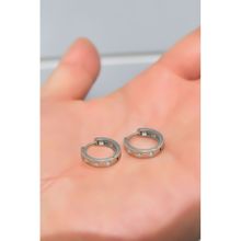 Papatya Silver 925 Ayar Gümüş Rodyum Zirkon Taşlı Halka Küpe