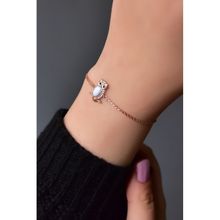 Papatya Silver 925 Ayar Gümüş Rose Kaplama Beyaz Opal Baykuş Bileklik