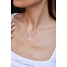 Papatya Silver 925 Ayar Gümüş Rose Kaplama Dorika Toplu Beyaz Simitli Kolye