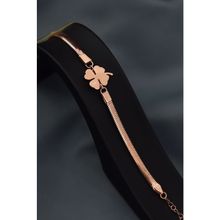 Papatya Silver 925 Ayar Gümüş Rose Kaplama Ezme Zincir Yonca Bileklik