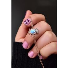 Papatya Silver 925 Ayar Gümüş Rose Kaplama Mavi Opal Baykuş Bileklik