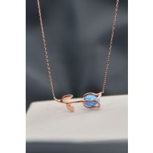 Papatya Silver 925 Ayar Gümüş Rose Kaplama Mavi Opal Lale Kolye