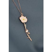 Papatya Silver 925 Ayar Gümüş Rose Kaplama Özel Tasarım Kalp Doğum Taşlı Mineli Nisan Ayı Çiçeği Isim Kolye