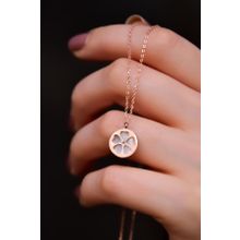 Papatya Silver 925 Ayar Gümüş Rose Kaplama Sedef Plaka Üzeri Yonca Kolye