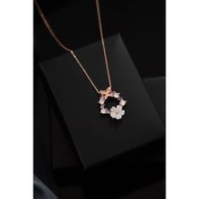 Papatya Silver 925 Ayar Gümüş Rose Kaplama Tasarım Kelebekli Sedef Manolya Çiçeği Kolye