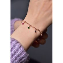 Papatya Silver 925 Ayar Gümüş Rose Kaplama Tiffany Mix Zirkon Taşlı Zincir Bileklik