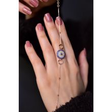 Papatya Silver 925 Ayar Gümüş Rose Kaplama Top Zincirli Zirkon Taşlı Halkalı Nazar Bileklik