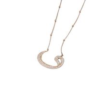 Papatya Silver 925 Ayar Gümüş Rose Kaplama Top Zincirli Zirkon Taşlı Vav Kolye