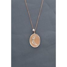 Papatya Silver 925 Ayar Gümüş Rose Rodyum Kaplama İncili Hilal Yıldız Kolye