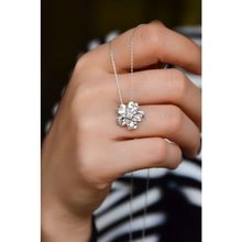 Papatya Silver 925 Ayar Rodyum Kaplama Beyaz Taşlı Mine Çiçeği Kadın Gümüş Kolye