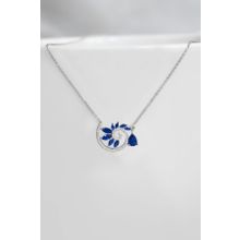 Papatya Silver 925 Ayar Rodyum Kaplama Damla Lacivert Taşlı Spiral Snail Tasarım Gümüş Kolye