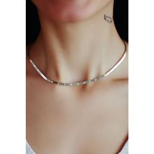 Papatya Silver 925 Ayar Rodyum Kaplama Desenli İtalyan Ezme Zincir Kadın Gümüş Kolye