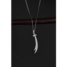 Papatya Silver 925 Ayar Rodyum Kaplama Dikey Taşlı Zülfikar Kılıç Gümüş Kolye