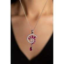 Papatya Silver 925 Ayar Rodyum Kaplama Fuşya Renkli Spiral Snail Tasarım Kadın Gümüş Kolye