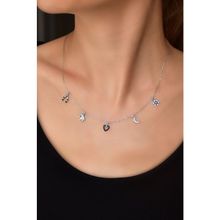 Papatya Silver 925 Ayar Rodyum Kaplama Göz Mineli Zirkon Taşlı Şans Kadın Gümüş Kolye