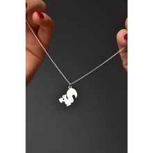 Papatya Silver 925 Ayar Rodyum Kaplama Kesim Fındık Kurdu Sincap Kadın Gümüş Kolye