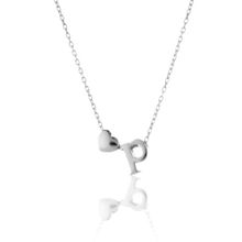 Papatya Silver 925 Ayar Rodyum Kaplama Mini Üç Boyutlu P Harfi Kalp Kadın Gümüş Kolye