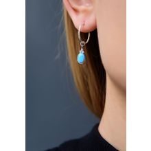 Papatya Silver 925 Ayar Rodyum Kaplama Oval Opal Taşlı Halka Gümüş Küpe