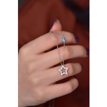 Papatya Silver 925 Ayar Rodyum Kaplama Zirkon Taşlı Yıldız Montür Dorika Toplu Kadın Gümüş Kolye