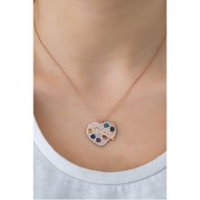 Papatya Silver 925 Ayar Rose Altın Kaplama Zirkon Taşlı Gümüş Palet Kolye