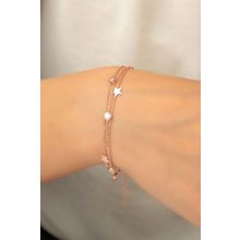 Papatya Silver 925 Ayar Rose Altın Kaplama Zirkon Taşlı Yıldız Gümüş Bileklik