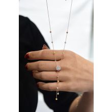 Papatya Silver 925 Ayar Rose Kaplama Akışlı Üç Renk Dorika Toplu Tek Taş Kadın Gümüş Kolye