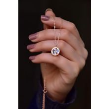 Papatya Silver 925 Ayar Rose Kaplama Alaca Sedef Plaka Üzeri Yonca 1 Kadın Gümüş Kolye