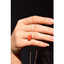 Papatya Silver 925 Ayar Rose Kaplama Doğal Taş Turuncu Damla Kadın Gümüş Kolye