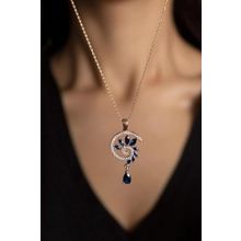Papatya Silver 925 Ayar Rose Kaplama Lacivert Renkli Spiral Snail Tasarım Kadın Gümüş Kolye
