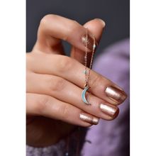 Papatya Silver 925 Ayar Rose Kaplama Mavi Mineli Hilal Kadın Gümüş Kolye