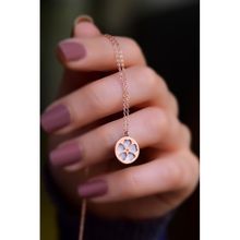 Papatya Silver 925 Ayar Rose Kaplama Mermer Desenli Plaka Üzeri Yonca Kadın Gümüş Kolye
