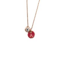 Papatya Silver 925 Ayar Rose Kaplama Mineli A Harf Tektaş Kadın Gümüş Kolye
